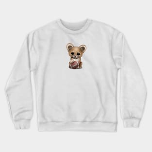 Lion Cub Playing With Football Crewneck Sweatshirt